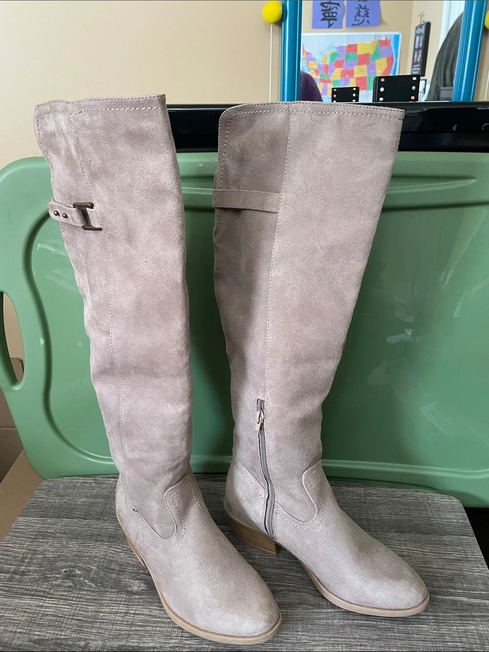 Taupe Suede Over-the-Knee Women's Boots. Almost new